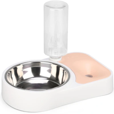 Afbeelding van Belle Vous Pink Automatic Water Dispenser/Feeder Pet Food Bowl 500ml/17oz Capacity Plastic Gravity Dispenser Water/Food for Cats, Small/Medium/Large Dogs, Rabbits &amp; Other Animals
