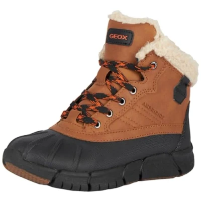 Afbeelding van Geox J Flexyper BOY B ABX Veterboots voor kinderen, Maat: 36, Cognac/black Kunststof/ textiel