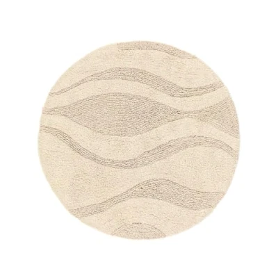 Afbeelding van RugVista Badmat Breeze, diameter 90 cm, rond, middenpolig, antislip, modern badtapijt, machinewasbaar tot 30 C, 100% katoen, beige