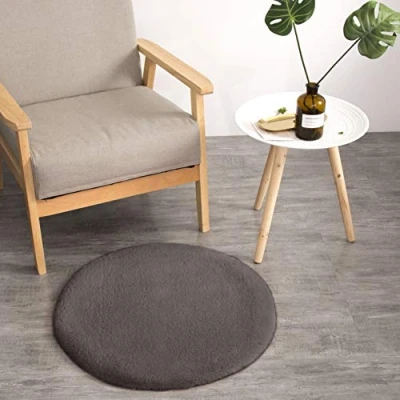 Afbeelding van Teppich Wölkchen Pluizig Tapijt Van Imitatiebont Konijnenbont, Kort Bont, Hoogpolig Bont Voor Woonkamer Of Slaapkamerkleed, Decoratief Zitkussen Sofa Donkergrijs 45cm Rond