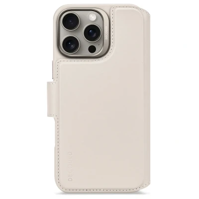 Afbeelding van Apple iPhone 16 Pro Max MagSafe Hoesje Echt leder Decoded Bookcase/2 in 1 Case Beige Telefoonhoesje