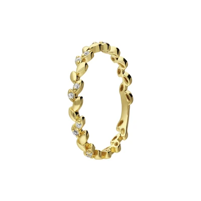 Afbeelding van Lucardi Dames Zilveren goldplated Ring blad 925 Zilver Goudkleurig 16.5 / 52 mm