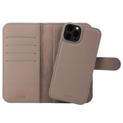 Afbeelding van Apple iPhone 12 MagSafe Hoesje Kunstleder Holdit Bookcase/2 in 1 Case Bruin Telefoonhoesje