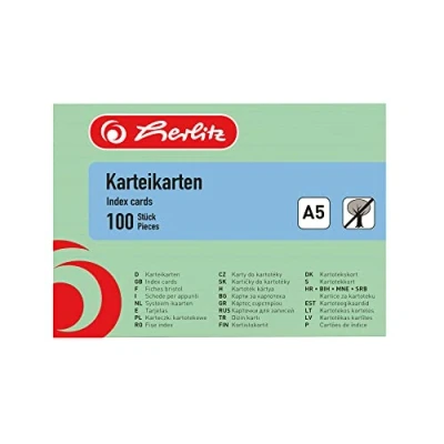 Afbeelding van Herlitz 1150556 indexkaart A5 gelijnd groen 100 stuks
