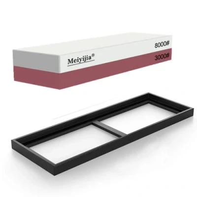 Afbeelding van Whetstone, 2 IN 1 Whetstone messenslijper met antislip siliconen houder, meshouder voor messen, dressing steen, bamboe basis (3000/8000 grit)