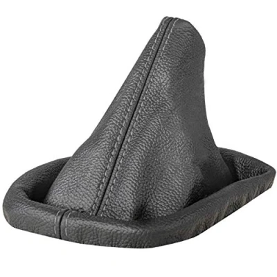 Afbeelding van L &amp; P Car Design Schakelzak, schakelmanchet, compatibel met BMW 3 serie, e30, e36, 5 e34, 100% echt leer, naad, grijs