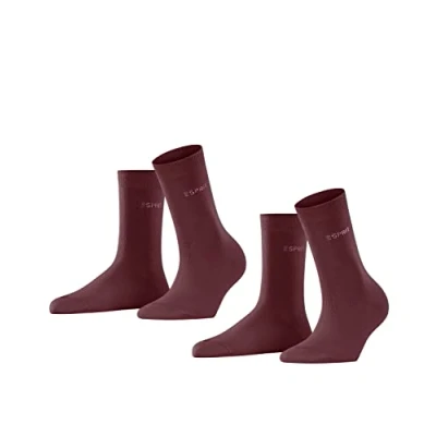 Afbeelding van ESPRIT Dames Sokken Uni 2 Pack W SO Katoen eenkleurig Multipack Paar, Rood (Shadow Red 8138), 35 38