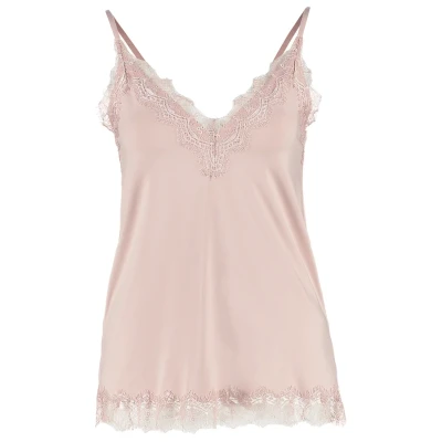 Afbeelding van Rosemunde dames Spaghetti top met kant in de kleur Oudroze, maat: 44