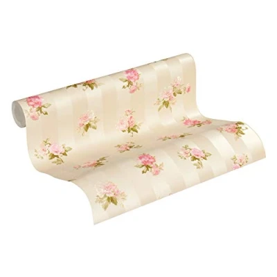 Afbeelding van A.S. Création Vliesbehang Romantico behang met romantische rozen bloemen in Empire stijl 10,05 m x 0,53 crème groen roze Made Germany 304474 30447 4