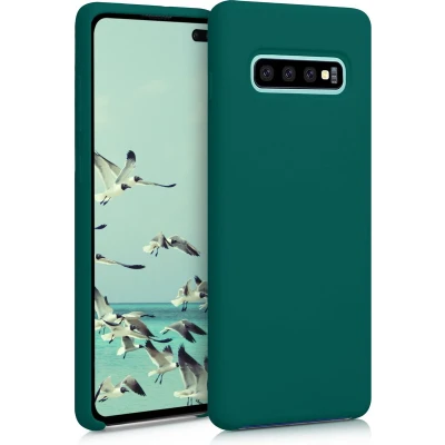 Afbeelding van kwmobile telefoonhoesje geschikt voor Samsung Galaxy S10 Plus / S10+ Hoesje met siliconen coating Smartphone case in turqoise groen