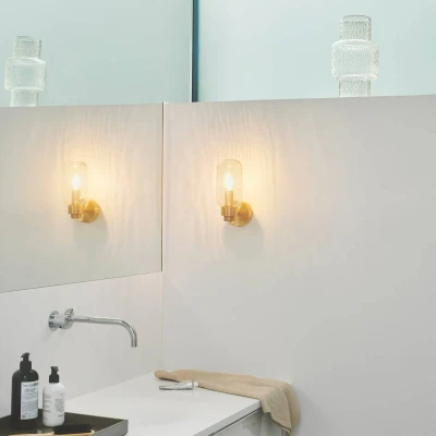 Afbeelding van Nordlux Tutan wandlamp IP44 E14 glas/messing