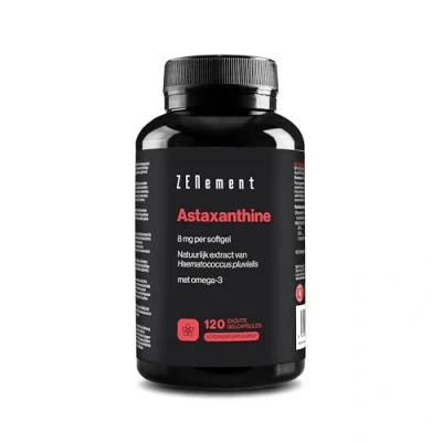 Afbeelding van Astaxanthine capsules (10%) 50mg met Omega 3, Gewonnen uit Haematococcus Pluvialis, 120 softgel capsules, 4 maanden voorraad 100% natuurlijke ingrediënten Zenement