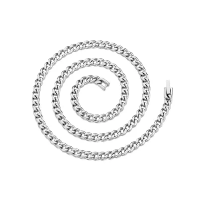Afbeelding van Philip Jones Heren 6mm Roestvrij staal Curb Chain Ketting 18 &quot;20&quot; 22&quot; 24&quot; Inch, 24 staal, Geen edelsteen