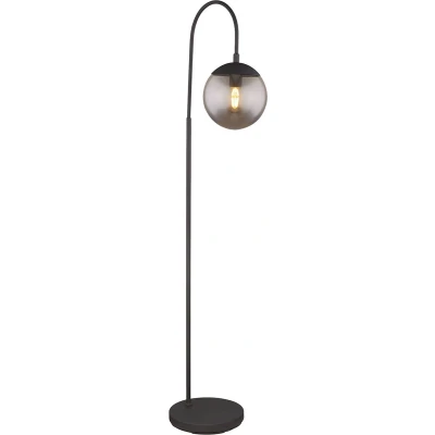 Afbeelding van Blazer Vloerlamp 1 Lichts zwart met glas bol smoke Modern Globo 2 jaar garantie