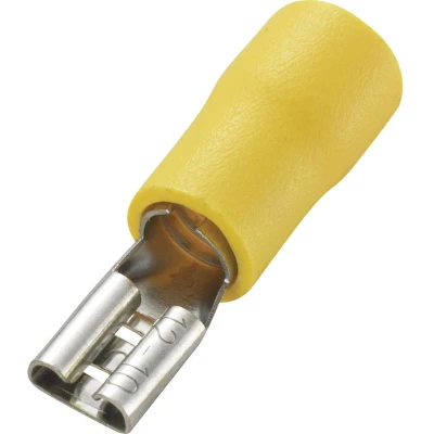 Afbeelding van TRU COMPONENTS 1572191 Platte stekker (female) Insteekbreedte: 4.8 mm Insteekdikte: 0.5 180 Deels geïsoleerd Geel 50 stuk(s)