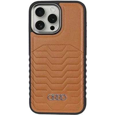 Afbeelding van Audi Synthetic Leather MagSafe iPhone 14 Pro Brown hardcase AU TPUPCMIP14P GT/D3 BN