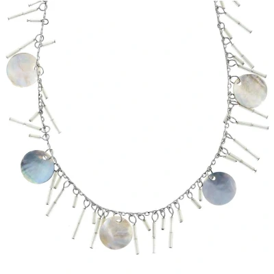 Afbeelding van Behave Ketting zilverkleur met ronde schelpen hangers