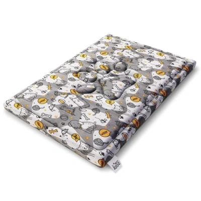Afbeelding van FDM LUNA waterdicht hondenbed 100 x 70 cm polyurethaanschuim met wasbare overtrek grijs geel