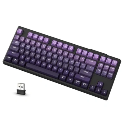 Afbeelding van ATTACK SHARK X FREEWOLF M87 80% Draadloos Gamingtoetsenbord, 87 Toetsen TKL RGB Mechanisch Gevoel SA PBT Toetsenbord Bluetooth /2,4 Ghz Dubbele modus, 4000 mAh Batterij voor Mac/Win Paars Verloop