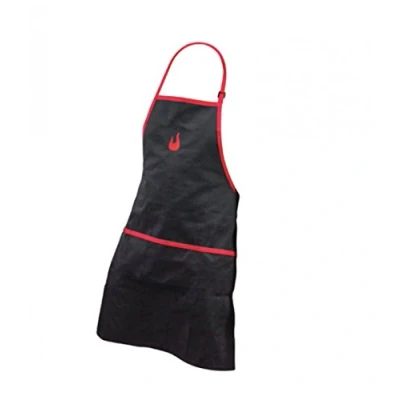 Afbeelding van Char Broil 140 517 barbecueschort met zakken, zwart en rood.