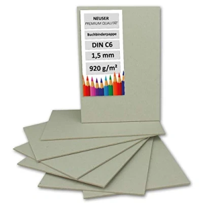 Afbeelding van NEUSER PAPIER 20 x boekbinderskarton, DIN C6, dikte 1,5 mm (0,15 cm), gewicht: 920 g/m², formaat: 10,5 15 cm, kleur: grijs bruin