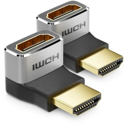 Afbeelding van deleyCON 2 Stuks HDMI Adapter Coupler Connector 270 Hoek 8K@60Hz / 4K@120Hz UHD Aluminium 2.1 ARC HDR10+ Dolby Vision VRR ALLM 48Gbps Grijs Zwart