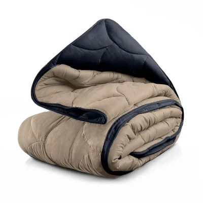 Afbeelding van Dekbed Lazy &amp; Dekbedovertrek in 1 Double Face Antraciet / Taupe Easy zonder overtrek 140x200 cm (Eenpersoons) Sleeptime 300 gram per m²