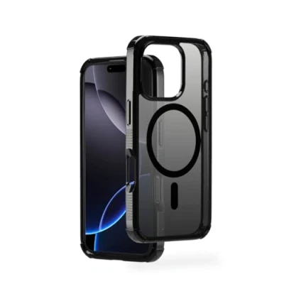 Afbeelding van Hama Telefoonhoes Extreme Protect voor iPhone 16 Pro en MagSafe (D3O Bumper, schokbestendig, valbestendig, onbreekbaar, magnetische hoes inductief opladen, kleurverloop), zwart