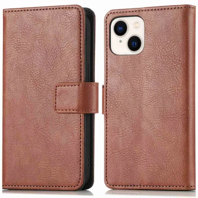 Afbeelding van Apple iPhone 15 Plus Hoesje Kunstleder iMoshion Bookcase Bruin Telefoonhoesje