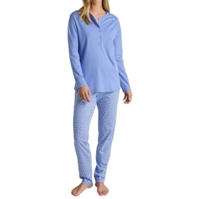 Afbeelding van CALIDA Daylight Dreams Pyjama, lange dames, van 100% katoen, Hydrangea Blue., 48/50
