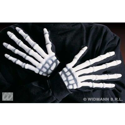Afbeelding van Widmann Spook &amp; Skelet Kostuum Handen Fluorescerend Wit / Beige Halloween Verkleedkleding