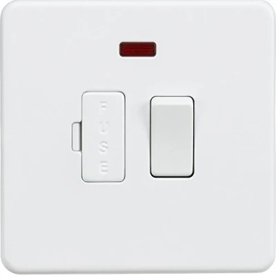 Afbeelding van Knightsbridge SF6300NMW Schroefloze 13A Geschakelde Gesmolten spooreenheid met neon Matt Wit, 230 V