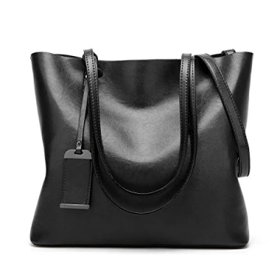 Afbeelding van Coolives Dames Tote Tas Schoudertas Hobotas Handtas met Hengsels in PU Leer Draagtas Hobo Schouderriem Crossbodytas Zwart