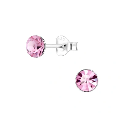Afbeelding van JoyS Zilveren 5 mm oorknoppen kristal roze