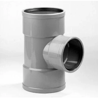 Afbeelding van Dyka T stuk 3x mof 90 manchetverbinding klasse 41 PVC grijs keurmerk BRL52100/BRL52200 125 x 110mm