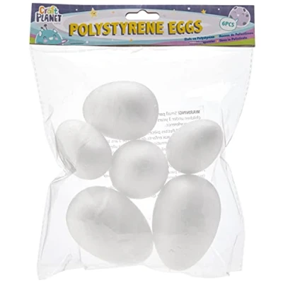 Afbeelding van Craft Planet 6 delig geassorteerd polystyreen ei, wit