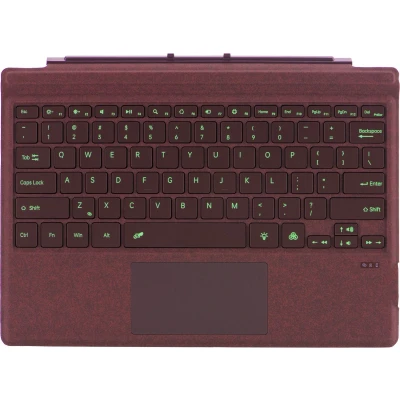 Afbeelding van Toetsenbord geschikt voor Microsoft Surface Pro 3/4/5/6/7 QWERTY Bluetooth Cover Met Touchpad en verlichting Wijn Rood