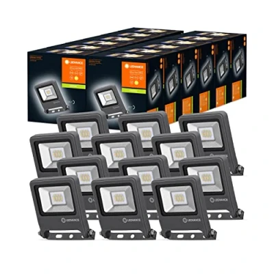 Afbeelding van Ledvance Endura FLOOD, LED schijnwerper, lamp voor buitentoepassingen met 10 watt, donkergrijze aluminium behuizing, warmwit, 125,0 mm x 101,0 29,0 mm, 12 pack, multipack