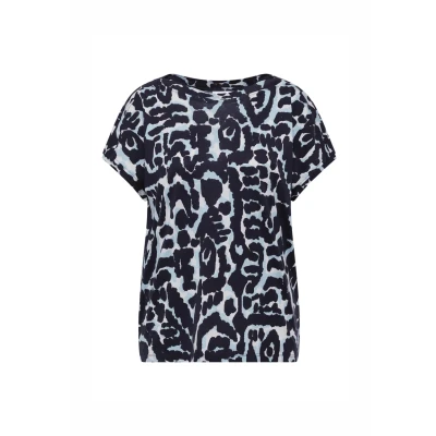 Afbeelding van Cecil Gemustertes Tshirt print, Dames, Maat: Large, Blau