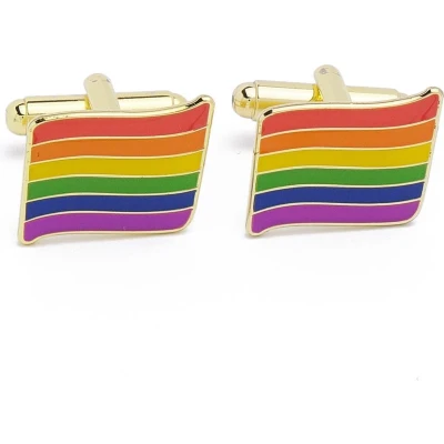 Afbeelding van Manchetknopen Regenboog Vlag Vierkant Gaypride