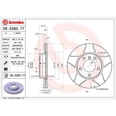 Afbeelding van Brembo Remschijf 09.5390.77