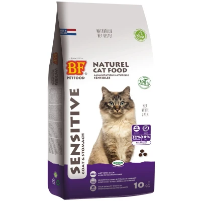 Afbeelding van Bf Ncf Sensitive Coat&amp;Stomach Kattenvoer Kip Zalm 10 kg