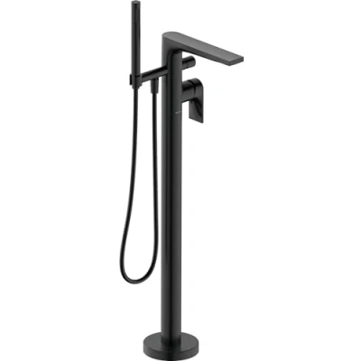Afbeelding van Duravit Tulum by Starck afbouwdeel v. vrijstaande badkraan m. omstel doucheslang en staafhanddouche zwart mat Tijdloze uitstraling