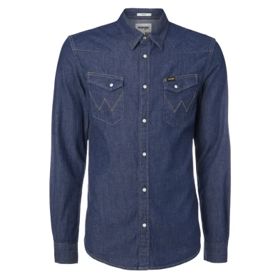 Afbeelding van Wrangler LS Western Overhemd, Heren, Maat: Large, Dark stone