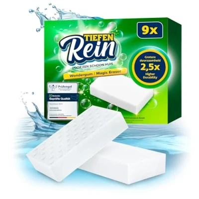 Afbeelding van Vuilgum Pro 9 stuks Nieuw: gumspons met 2,5x hogere duurzaamheid extra duurzame toverspons Magic Eraser spons verwijdert vuil op muur, schoenen, in de keuken en badkamer