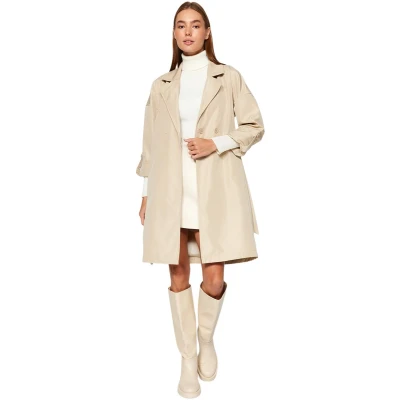 Afbeelding van Trendyol Beige Oversized Waterafstotende Lange Trenchcoat Met Riem Twoaw24Tr00019