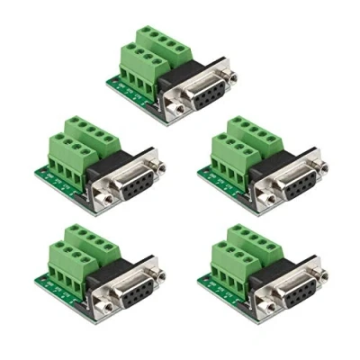 Afbeelding van Futheda 5Pcs D sub DB9 Interface Breakout Board Connector 9 pin 2 rijige Vrouwelijke RS 232 seriële poort Solderless Terminal Block Adapter met Positioning Nuts