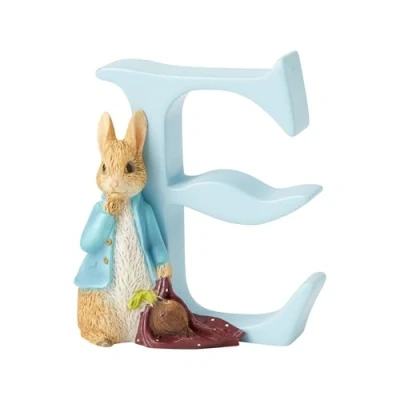 Afbeelding van Beatrix Potter Alfabet Letter E Peter Konijn met Uien Beeldje One Size A4997, hoogte 7 cm, Blauw