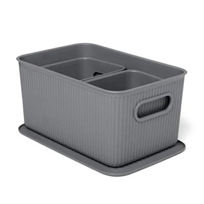 Afbeelding van Tatay Baobab Organizerboxen (1 x 5 l, 2 1,5 l) en deksel van polypropyleen, BPA vrij, antraciet, middelgroot