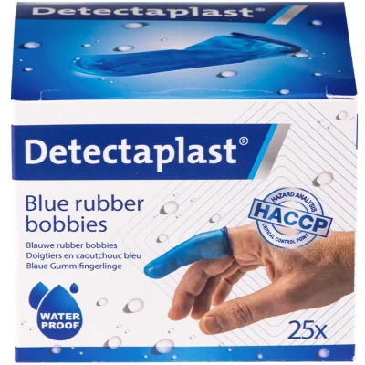 Afbeelding van Detectaplast vingerbobs, rubber, latexvrij, blauw, pak van 25 stuks